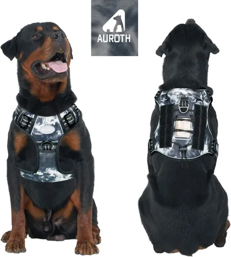 Miniatura 2 de AUROTH - Arnés táctico para perros pequeños, medianos y grandes, sin tirones, arnés ajustable para mascotas, reflectante, K9, entrenamiento, De