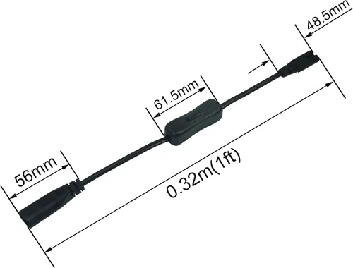 Miniatura 4 de Cable de extensión IEC320 C8 a C7 con interruptor, cable de alimentación de CA IEC320 C8 macho a hembra de repuesto para impresora o TV