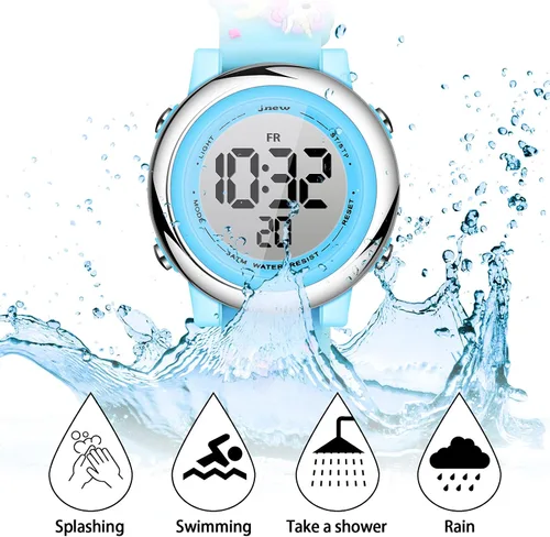 Miniatura 4 de 2 Pieces Kids Unicorn Watch Toddler Watch and Silicone Wristband Cute 3D Kids Digital Watch Waterproof 7 Color Lights Watch with Alarm Stopwatch