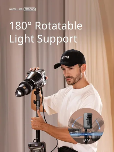 Miniatura 6 de ZHIYUN Molus G200 [Oficial] Luz de Vídeo COB de 200W, Iluminación de Salida Continua Portátil, 2700-6500K 9460 lux@1m, Iluminación LED