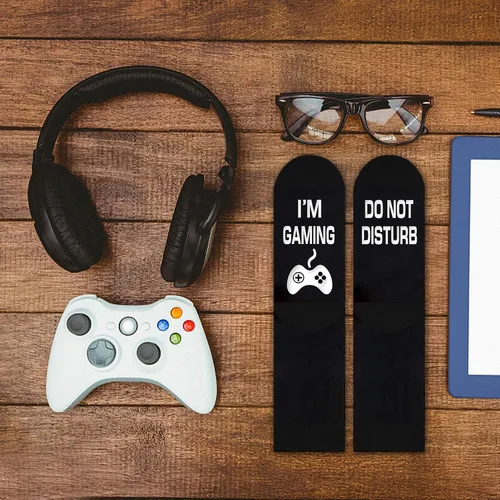 Miniatura 44 de AGRIMONY Calcetines divertidos con texto en inglés «Do Not Disturb Gaming» para hombres, mujeres, adolescentes, niños, Pascua, padres, cumpleaños