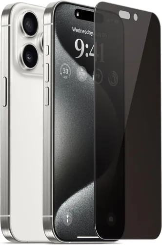 elago Vidrio de privacidad + protector de pantalla compatible con iPhone 15 Pro Max, protege la privacidad, dureza de superficie 9H