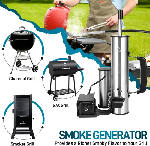 Miniatura 6 de EUTRKei Generador de humo frío para parrilla ahumadora Traeger, tubo de humo eléctrico inalámbrico con bomba de aire, ahumado en frío para queso