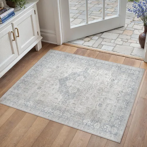 Miniatura 106 de PureCozy Alfombra de área beige de 2 x 3 pulgadas, lavable, vintage, pequeña, para entrada, cocina, suave, retro, floral, de pelo bajo, tapete