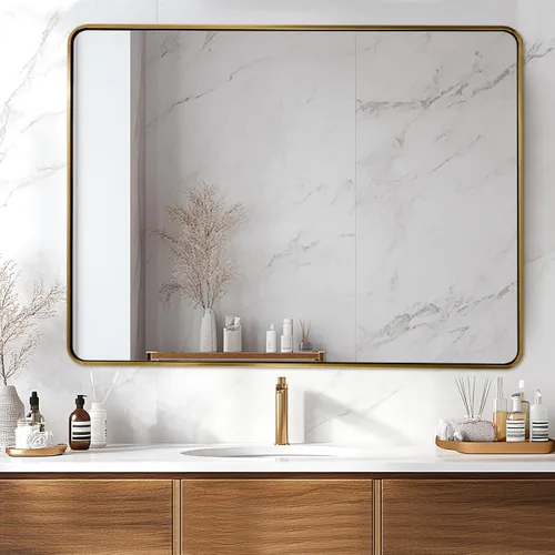 Miniatura 26 de ANDY STAR Espejo de baño negro de 24 x 30 pulgadas, espejos de tocador de baño negros para pared, espejo rectangular redondeado para fregadero