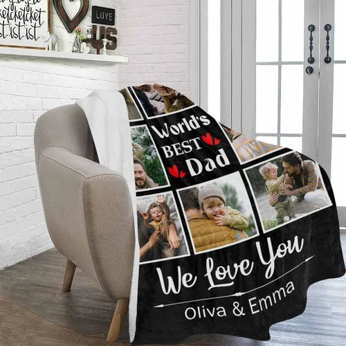 Miniatura 2 de Manta personalizada para padre con foto, regalos personalizados para papá, papá, abuelo, papá, cumpleaños, Navidad Papá Estilo 7