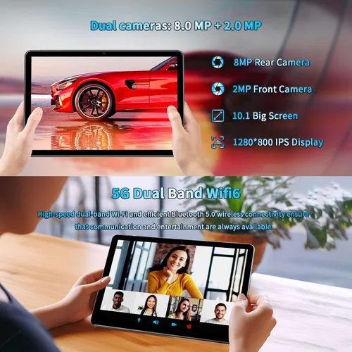 Miniatura 5 de VASOUN Tablet Android 13 de 10 pulgadas, (expansión de 4+4 GB) RAM 64 GB de almacenamiento 2 en 1 tabletas con WiFi 2.4/5G, BT 5.0, funda de cuero