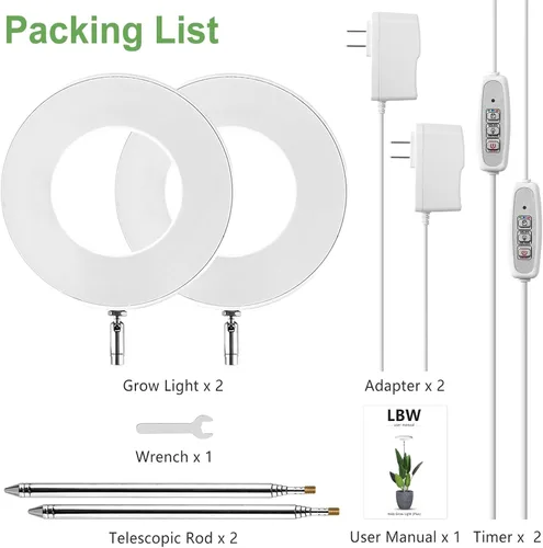 Miniatura 7 de LBW - Luces de cultivo para plantas de interior, luz de plantas de espectro completo de 144 LEDs, lámpara grande para plantas con 4 niveles Blanco