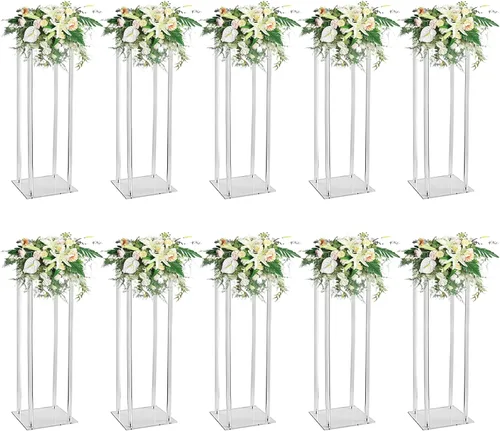 Miniatura 7 de 10 jarrones acrílicos transparentes para centros de mesa de boda, soporte de flores de 15.75 pulgadas de alto, jarrones de mesa de compromiso