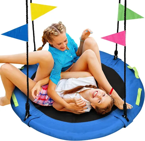 Miniatura 8 de HeyZoo Columpio de Árbol, Columpio de Platillo Volador de 102 cm para Niños, Capacidad de Peso de 406 kg, con Correas Ajustables para Colgar