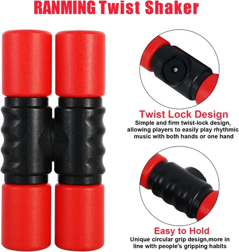 Miniatura 2 de RANMING Twist Shaker ABS Double Row Shakers Instrumentos de percusión Instrumentos de percusión de volumen medio para acompañamiento, estudio, Rojo
