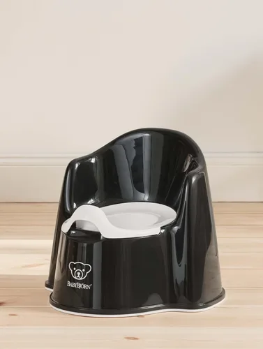 Miniatura 2 de BabyBjörn Silla para Orinal, Inodoro de Entrenamiento para Niños en Negro/Blanco, Fácil de Limpiar, Orinal Interior Extraíble, Antideslizante