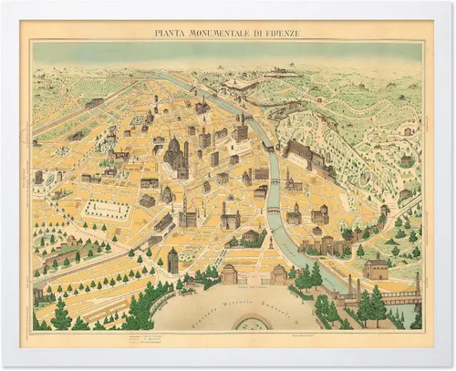Miniatura 21 de Monem Art Mapa Monumental Vintage de Florencia Impresión - Póster de Viaje Retro - Arte de Italia - Gran Regalo para Hombres, Mujeres, Amantes