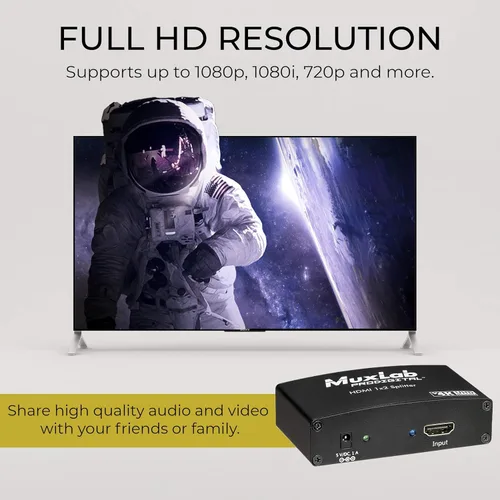 Miniatura 6 de MuxLab Divisor HDMI 1x4 1 en 4 salidas, soporta 3D 4K @30HZ Full HD 1080P @ 60Hz para Xbox PS4 PS3 Fire Stick Roku Blu-Ray Player Apple TV HDTV