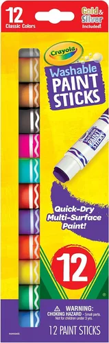 Crayola Barras de pintura de secado rápido (12 quilates), juego de pintura lavable para niños, suministros de arte y manualidades, multisuperficie,