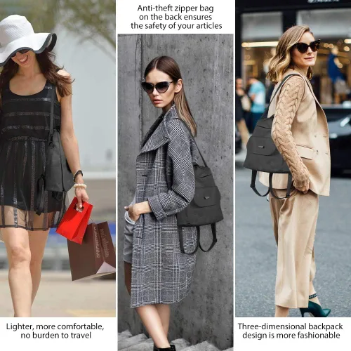 Miniatura 8 de Bolso tipo mochila para mujer, pequeño, de cuero impermeable antirrobo, bolsos de hombro para damas
