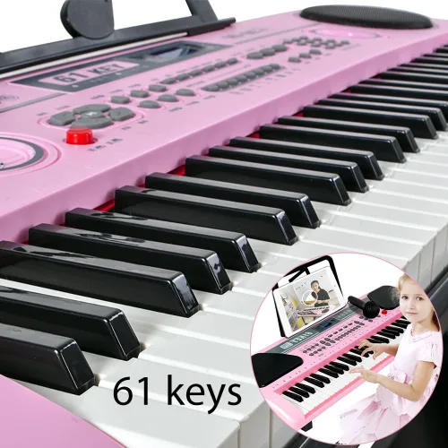 Miniatura 5 de iMeshbean Teclado de Piano de 61 Teclas, Teclado de Piano Eléctrico con Soporte para Principiantes, Teclado de Música Digital con Micrófono, Soporte
