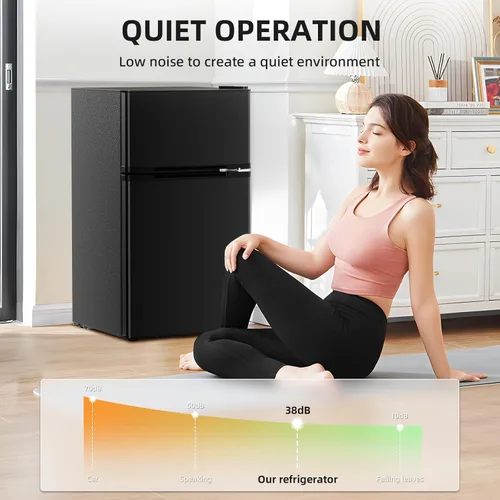 Miniatura 7 de Antarctic Star - Refrigerador compacto con congelador, mininevera de 2 puertas, estante ajustable, refrigerador pequeño para dormitorio, oficina