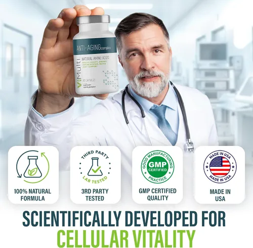 Miniatura 8 de vimulti Suplemento de aminoácidos naturales antienvejecimiento para mayor longevidad – Apoya la salud inmunológica, aumento de energía, tono de piel