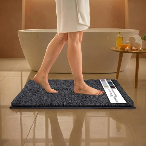 MAYSHINE Alfombra de Baño de Chenilla Afelpada | Extra Suave, Súper Absorbente, Alfombra de Baño Antideslizante | Microfibra Esponjosa, Juegos de