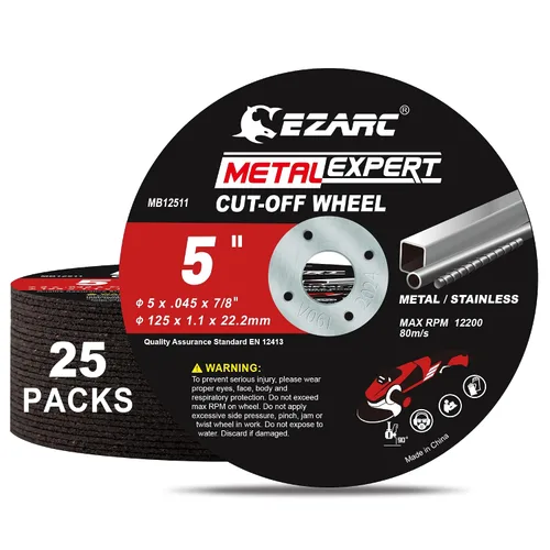 Miniatura 8 de EZARC Juego de ruedas de corte de 25 piezas, disco de corte delgado de 6" x 0.045" x 7/8" para amoladora, disco de corte de metal y acero inoxidable