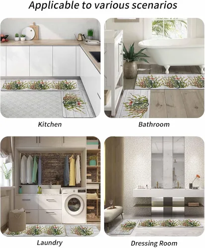 Miniatura 6 de Tapete de baño de Navidad para bañera, antideslizante, de secado rápido y absorbente, tierra de diatomeas, fregadero, dormitorio, cocina, lavable