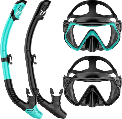 Miniatura 10 de Equipo de esnórquel para adultos, juego de máscara de esnórquel para adultos, buceo, gafas de natación con cubierta para la nariz, vidrio templado