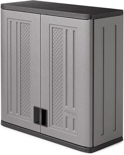 Suncast BMC3000 Gabinete - Construcción de resina para almacenamiento de garaje montado en la pared, organizador de 30.25" con puertas y parte