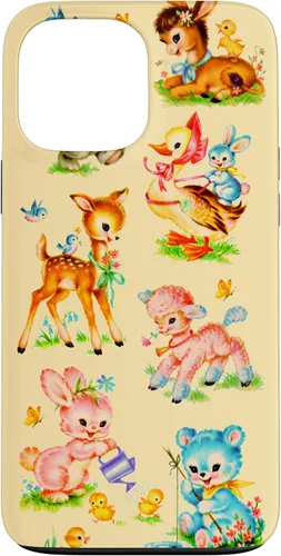 Miniatura 24 de Vintage Baby Animals Nursery 50's Retro Yellow Case for iPhone 17