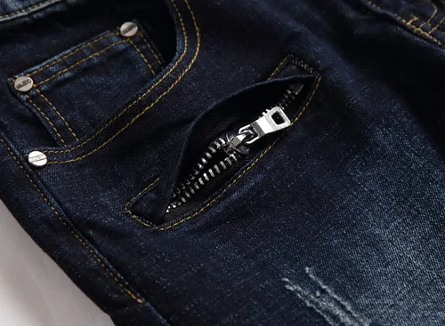 Miniatura 6 de AITITIA Jeans de motociclista de ajuste regular para hombre