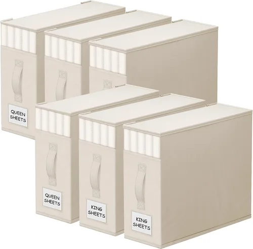 Miniatura 17 de StorageTastic Paquete de 4 Organizadores de Armario para Sábanas y Almacenamiento, Contenedores de Almacenamiento Plegables Resistentes con Ventana