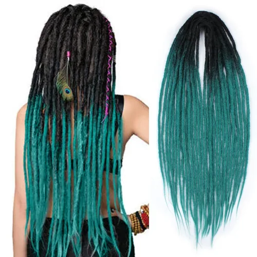 Miniatura 43 de 15 extensiones de rastas de doble extremo, 24 pulgadas, extensiones de rastas falsas de 0.6 pulgadas, color marrón degradado, extensiones de rastas