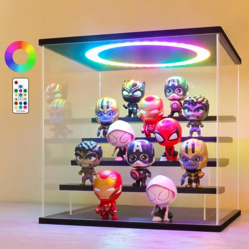 Miniatura 11 de LANSCOERY vitrina acrílica con iluminación LED, caja de exhibición de 5 niveles para coleccionables y figuras de acción, organizador transparente a