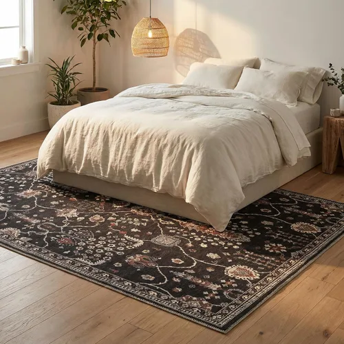 Miniatura 161 de GLN Rugs Traditional Collection - Alfombra de felpilla lavable a máquina, tradicional lavable, antideslizante, alfombra de felpilla de pelo corto