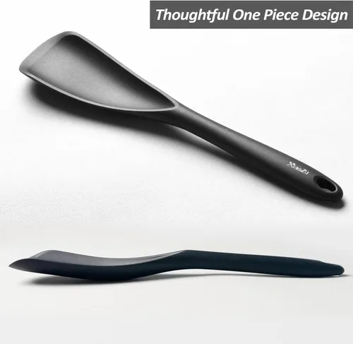 Miniatura 3 de Cuchara de espátula de silicona, ideal tanto para cocinar como para servir, silicona negra mate duradera sin BPA, diseño sin costuras, segura