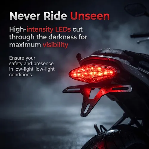 Miniatura 3 de Luz trasera universal de 15 LEDs para motocicleta, luz de freno con soporte de placa compatible con Honda Yamaha Suzuki para Street Bike Sport Bike