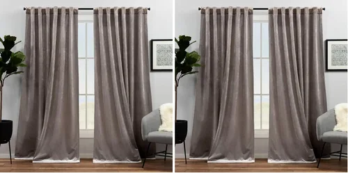 Exclusive Home Curtains Par de paneles de cortinas aterciopeladas pesadas para filtrar la luz, con pestañas ocultas, 52 x 84 pulgadas, color gris