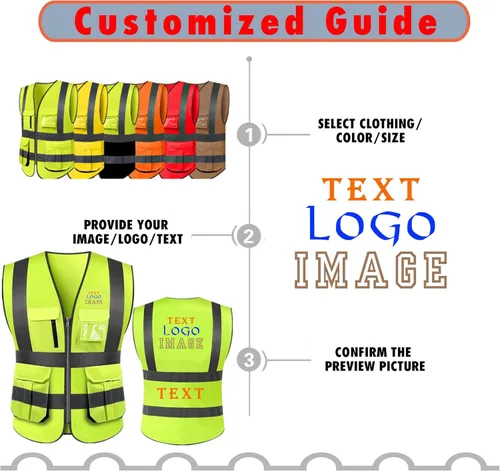 Miniatura 4 de yunzhenbusiness Añade tu nombre y texto en el chaleco de seguridad reflectante de alta visibilidad Clase 2 ANSI, personaliza tu texto, ropa