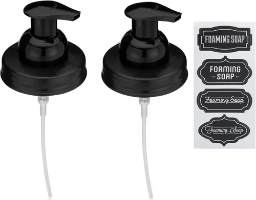 Miniatura 9 de Jarmazing Products Mason Jar - Tapas dispensadoras de jabón espumoso, incluye calcomanías impermeables, color blanco, paquete de 2