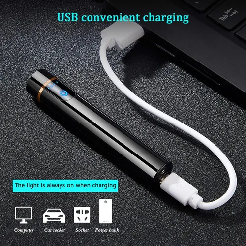 Miniatura 3 de Encendedor inteligente de huellas dactilares, recargable por USB, resistente al viento, sin llama, mini encendedor eléctrico cilíndrico