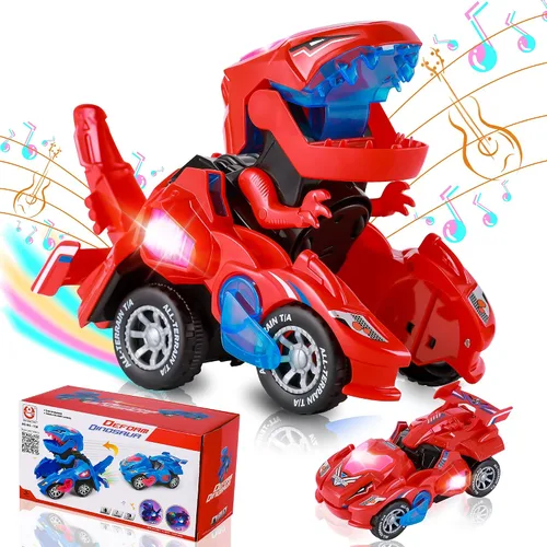 Miniatura 8 de Hirger Juguete de Coche Dinosaurio Transformable para Niños, Juguetes de Camión Monstruo Auto Transformador con Luz y Sonido para Niños Pequeños