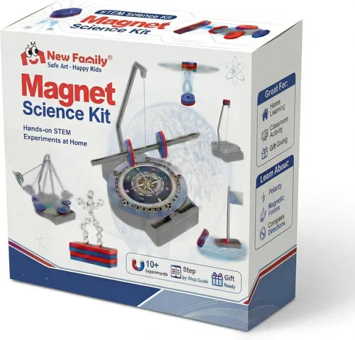 NewFamily Kit de ciencia magnética para niños, kit de experimento de física STEM 12 en 1, juguete práctico de aprendizaje de magnetismo, edades de