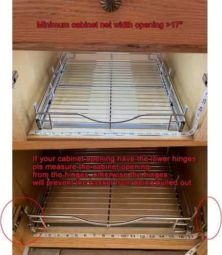 Miniatura 3 de DINDON Organizador de gabinete extraíble (17 pulgadas de ancho x 21 pulgadas de profundidad), estante deslizante de metal resistente, organizador