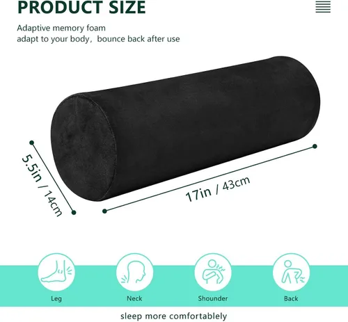 Miniatura 3 de Almohada de almohada cervical para el cuello, almohada redonda para espalda, almohada cilíndrica pequeña, soporte de espalda de espuma