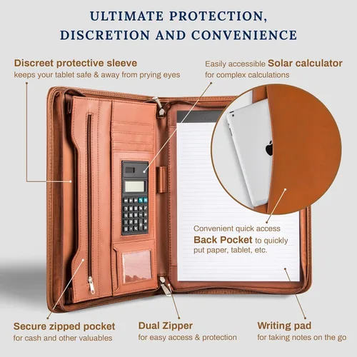Miniatura 3 de cossini Premium con Business portafolios/portadocumentos de piel sintética cierre con cierre y el Interior 10.1 inch Tablet Sleeve