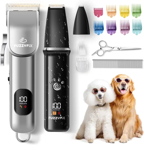 Kit de Aseo para Perros, Cortaúñas para Perros para Aseo para Abrigos Gruesos y Rizados, Afeitadora Profesional para Mascotas, Recortador de Patas,
