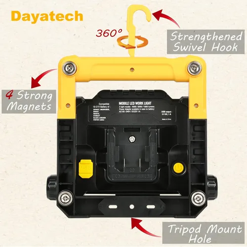 Miniatura 3 de Trípode inalámbrico LED luz de trabajo compatible con Dewalt y Milwaukee batería de 18-20V sin parpadeo, 4000 LM 25 W brillo ajustable, base
