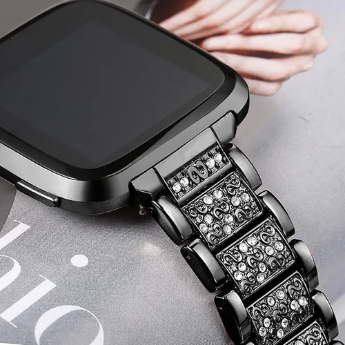 Miniatura 2 de Correa compatible con Amazfit Bip 5, Lamshaw de liberación rápida de 0.86 pulgadas para mujer, correa de repuesto ajustable de metal con diamantes