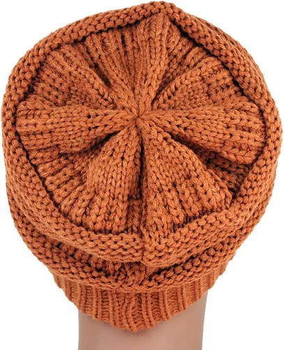 Miniatura 3 de C.C - Gorro de punto trenzado, elástico, moderno, grueso, suave y abrigado