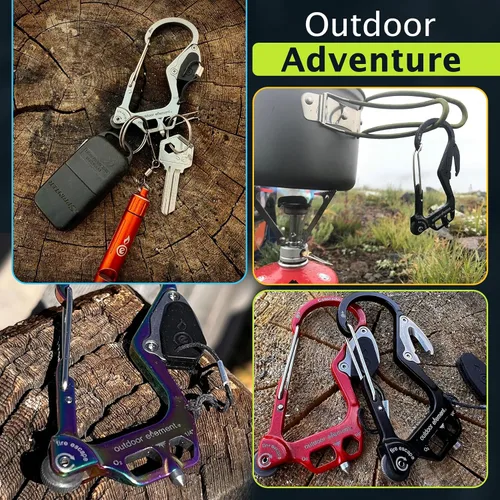 Miniatura 7 de OUTDOOR ELEMENT Herramienta de escape de emergencia, cortador de cinturón de seguridad, rompecristales, herramienta multiusos, encendedor, mosquetón